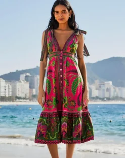 Ana Tapestry Pink Midi Dress