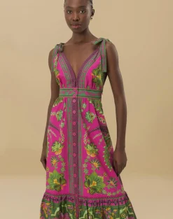 Ana Tapestry Pink Midi Dress