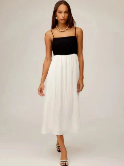 Anetta Contrast Midi Dress Cream/Black
