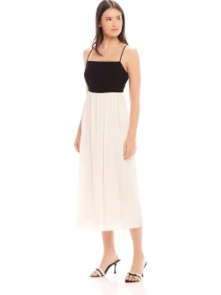 Anetta Contrast Midi Dress Cream/Black