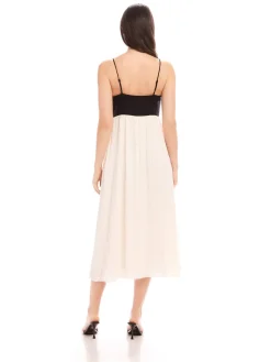 Anetta Contrast Midi Dress Cream/Black
