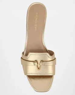 Annette Metallic Medallion Mule Sandals Gold