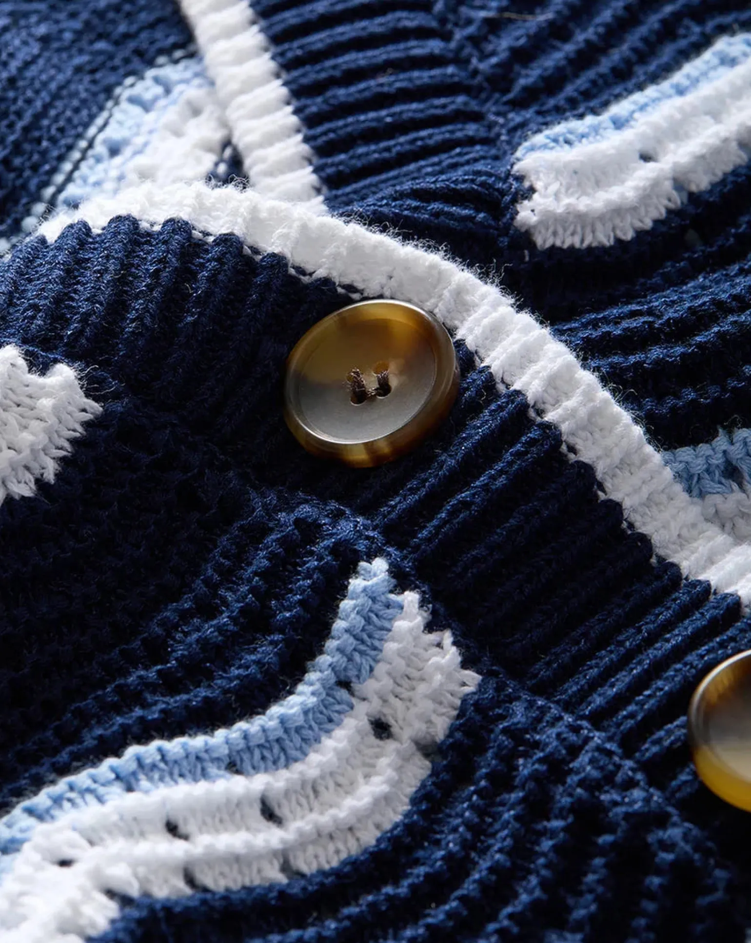 Ansonia Cardigan Navy/Off-White/Bluebell