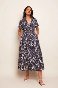 Asbury Midi Dress Abstract Dot Navy