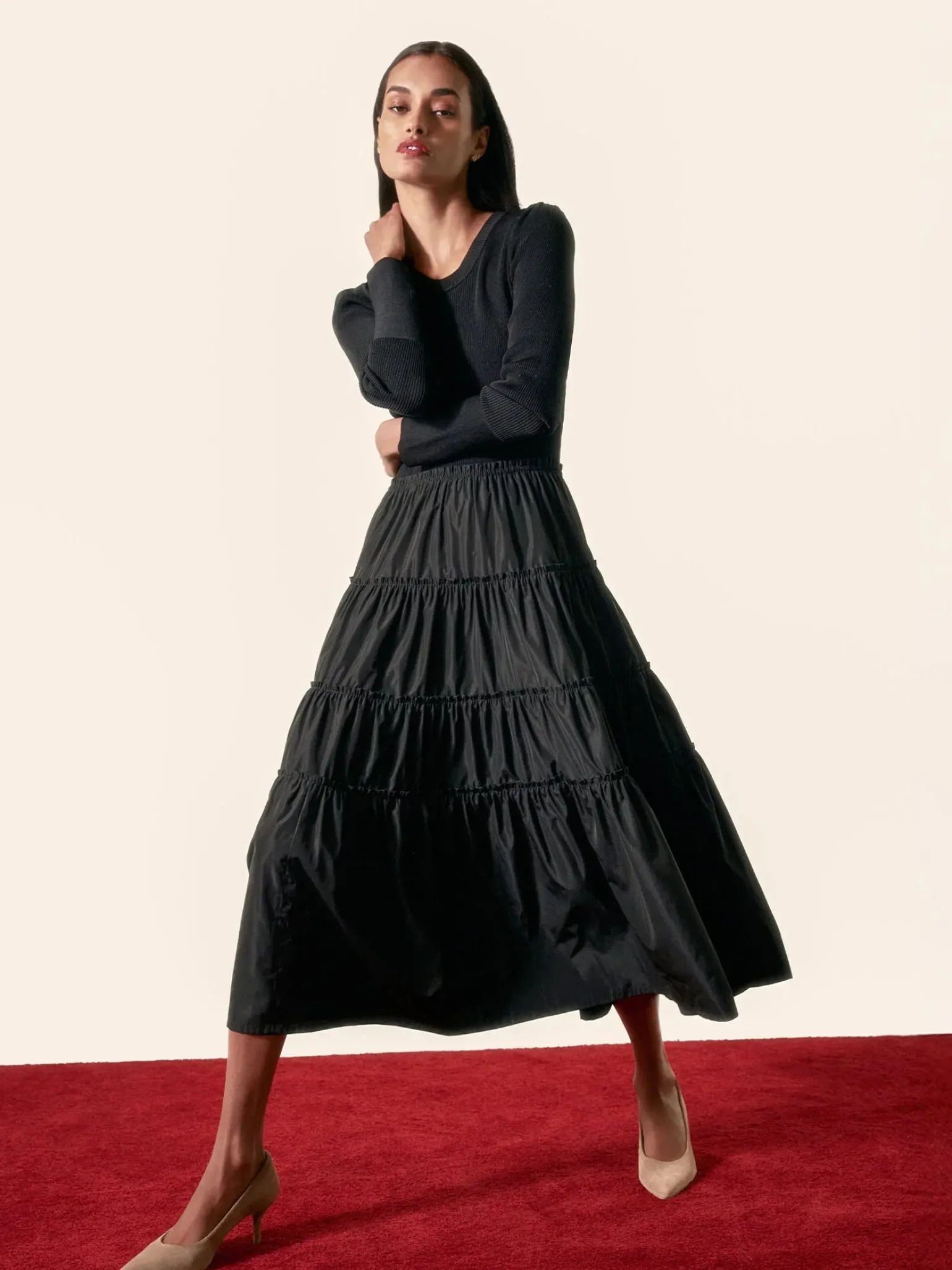 Ava Tiered Dress Black Onyx Combo