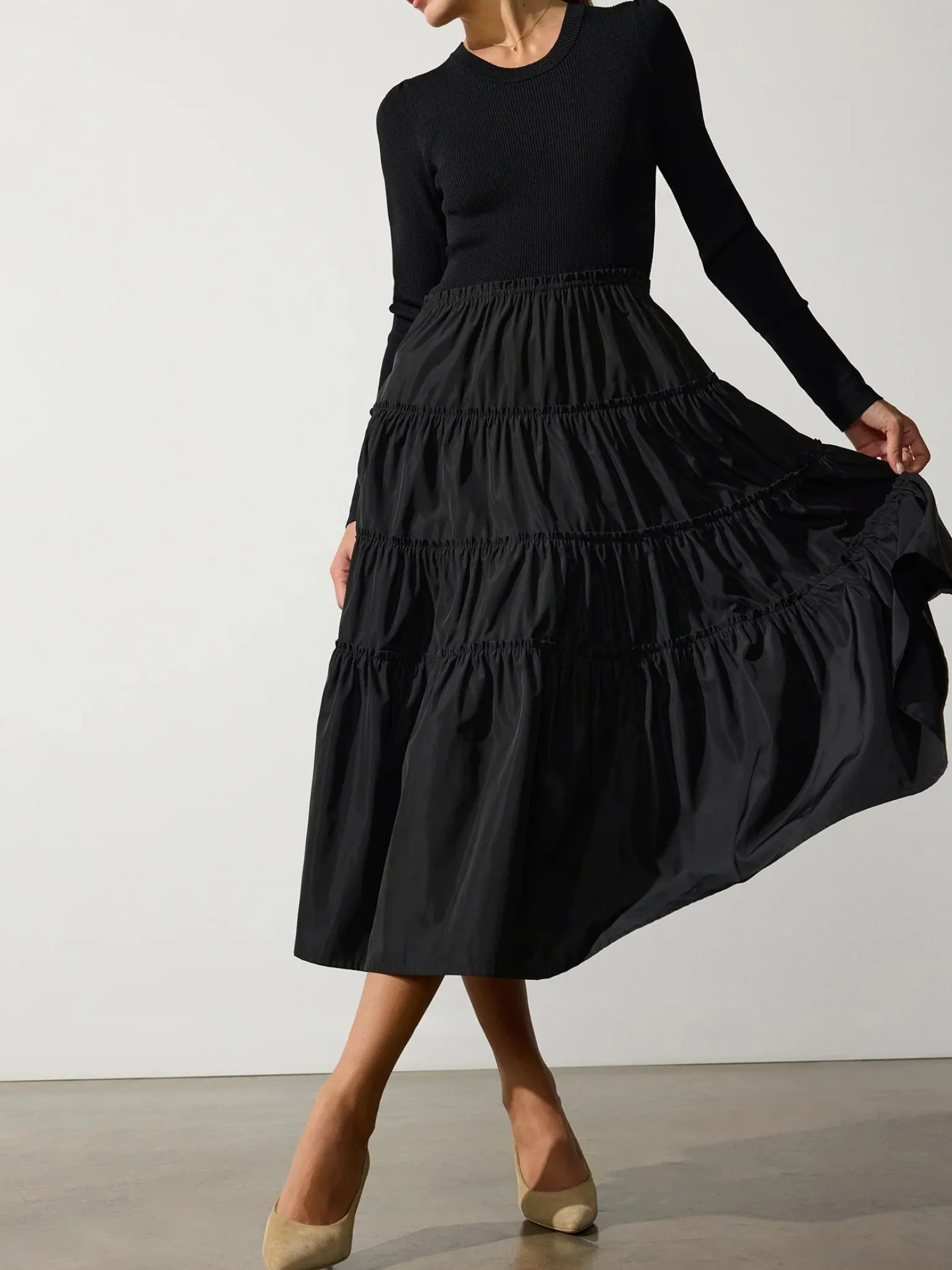 Ava Tiered Dress Black Onyx Combo