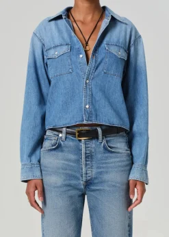 Baby Shay Cropped Shirt Carolina Blue