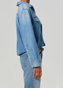 Baby Shay Cropped Shirt Carolina Blue