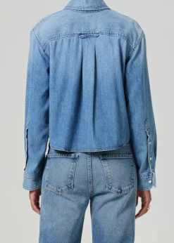 Baby Shay Cropped Shirt Carolina Blue