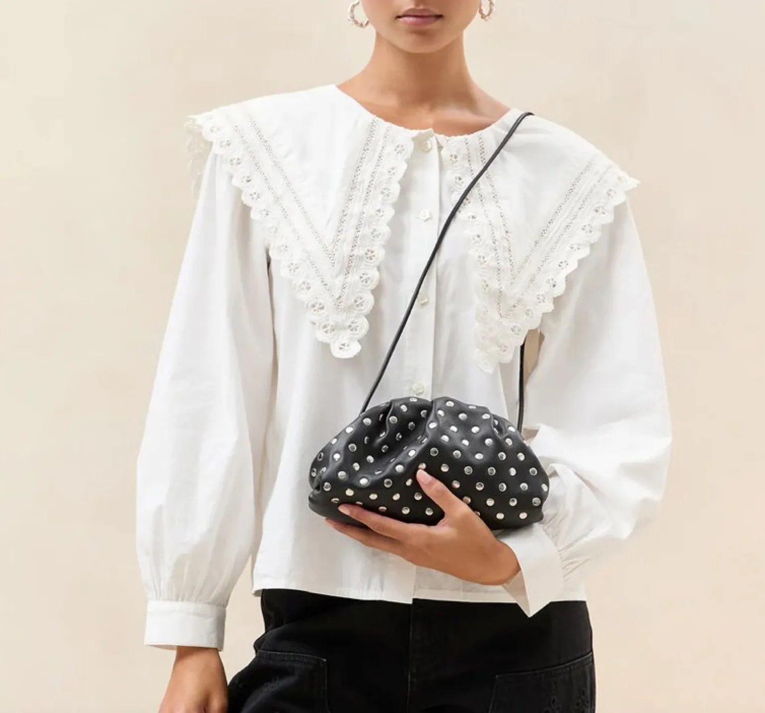 Bailey Dome Clutch Black/Silver