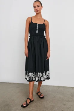 Baja Dress Black Ivory Palm Trees