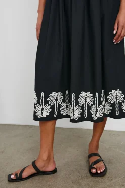 Baja Dress Black Ivory Palm Trees