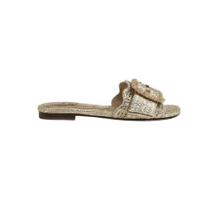 Bambi Slide Sandal Gold Raffia