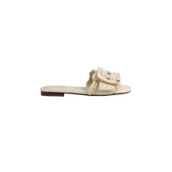 Bambi Slide Sandal Linen Raffia