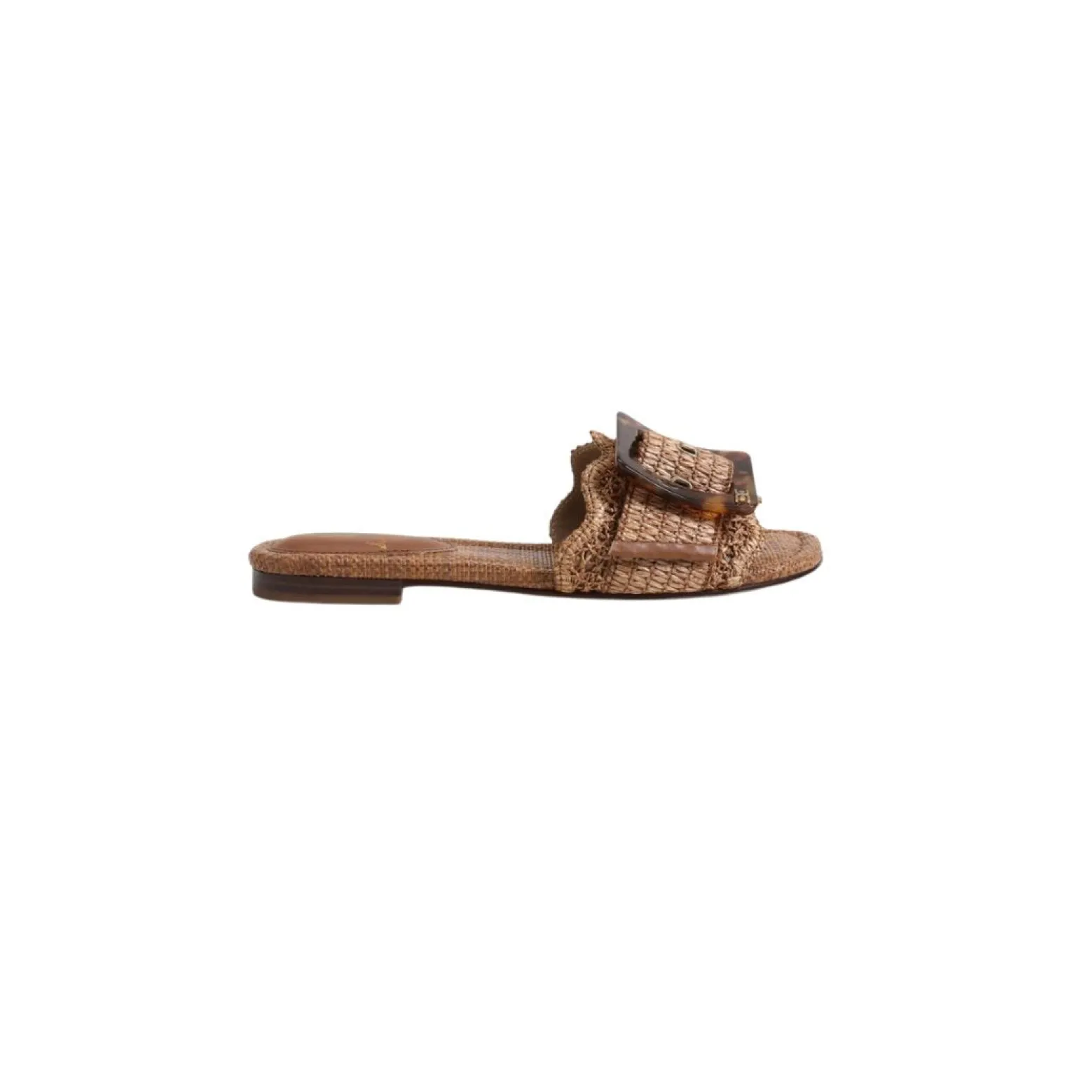Bambi Slide Sandal Raffia Cuoio