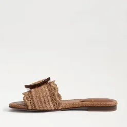 Bambi Slide Sandal Raffia Cuoio