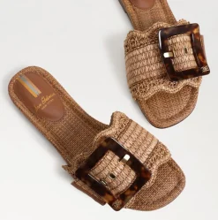 Bambi Slide Sandal Raffia Cuoio