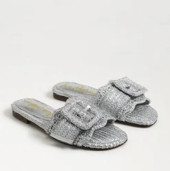Bambi Slide Sandal Soft Silver Raffia