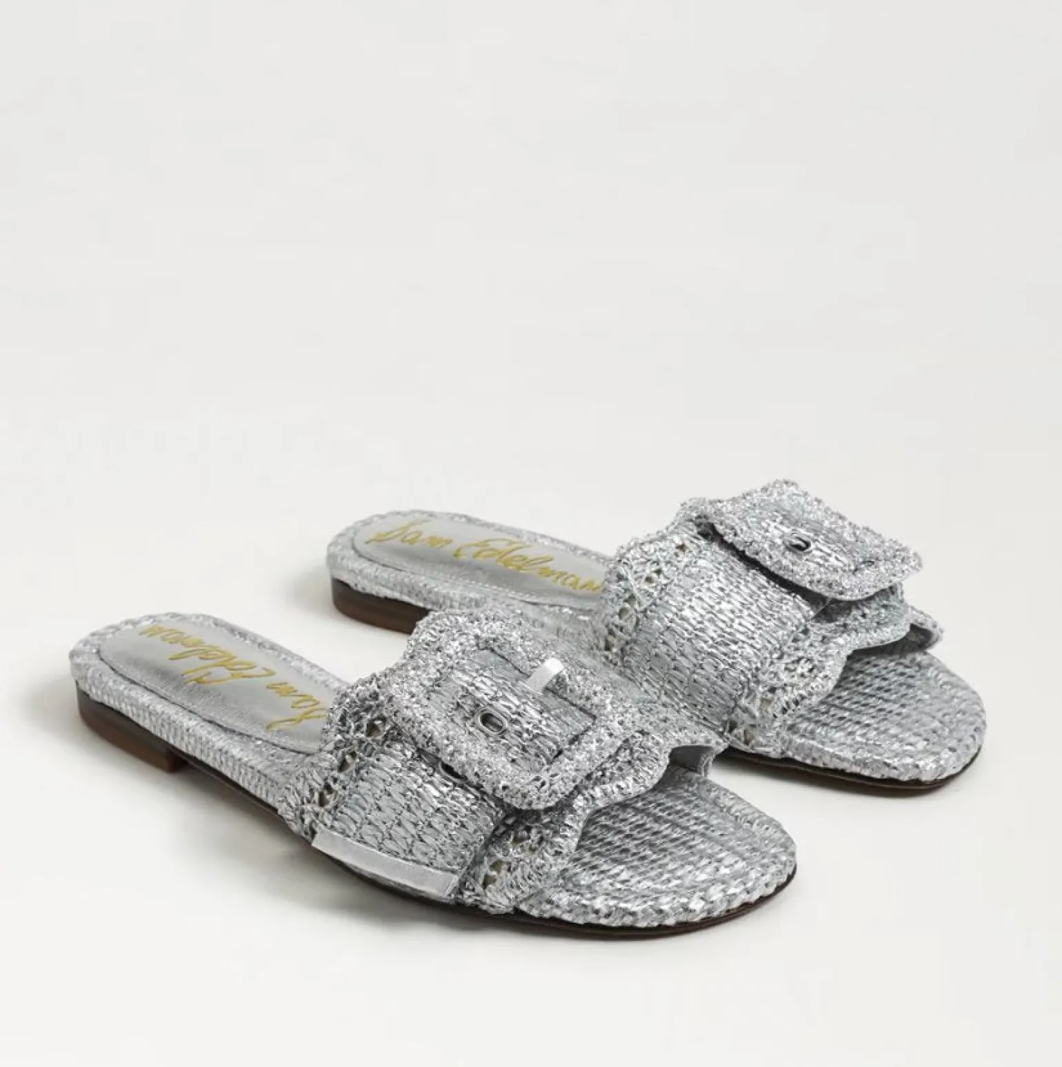 Bambi Slide Sandal Soft Silver Raffia