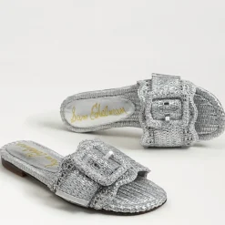 Bambi Slide Sandal Soft Silver Raffia