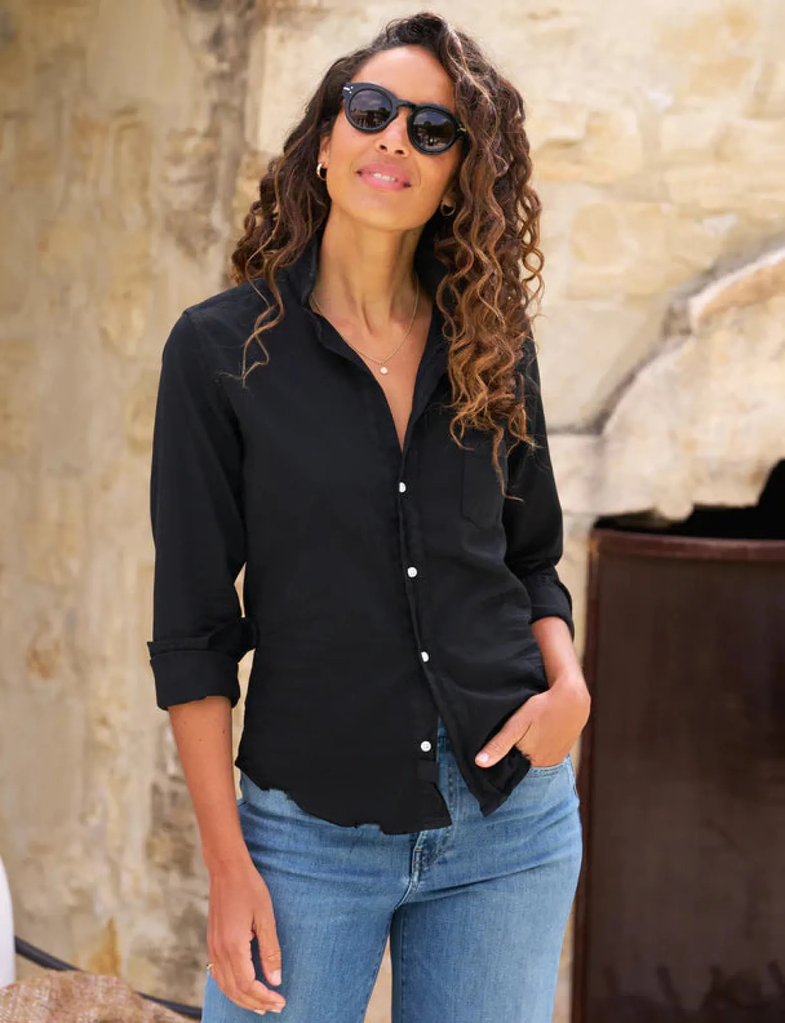 Barry Tailored Button Up Shirt Black