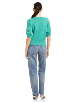 Bennet Shirred Sleeve Sweater Teal