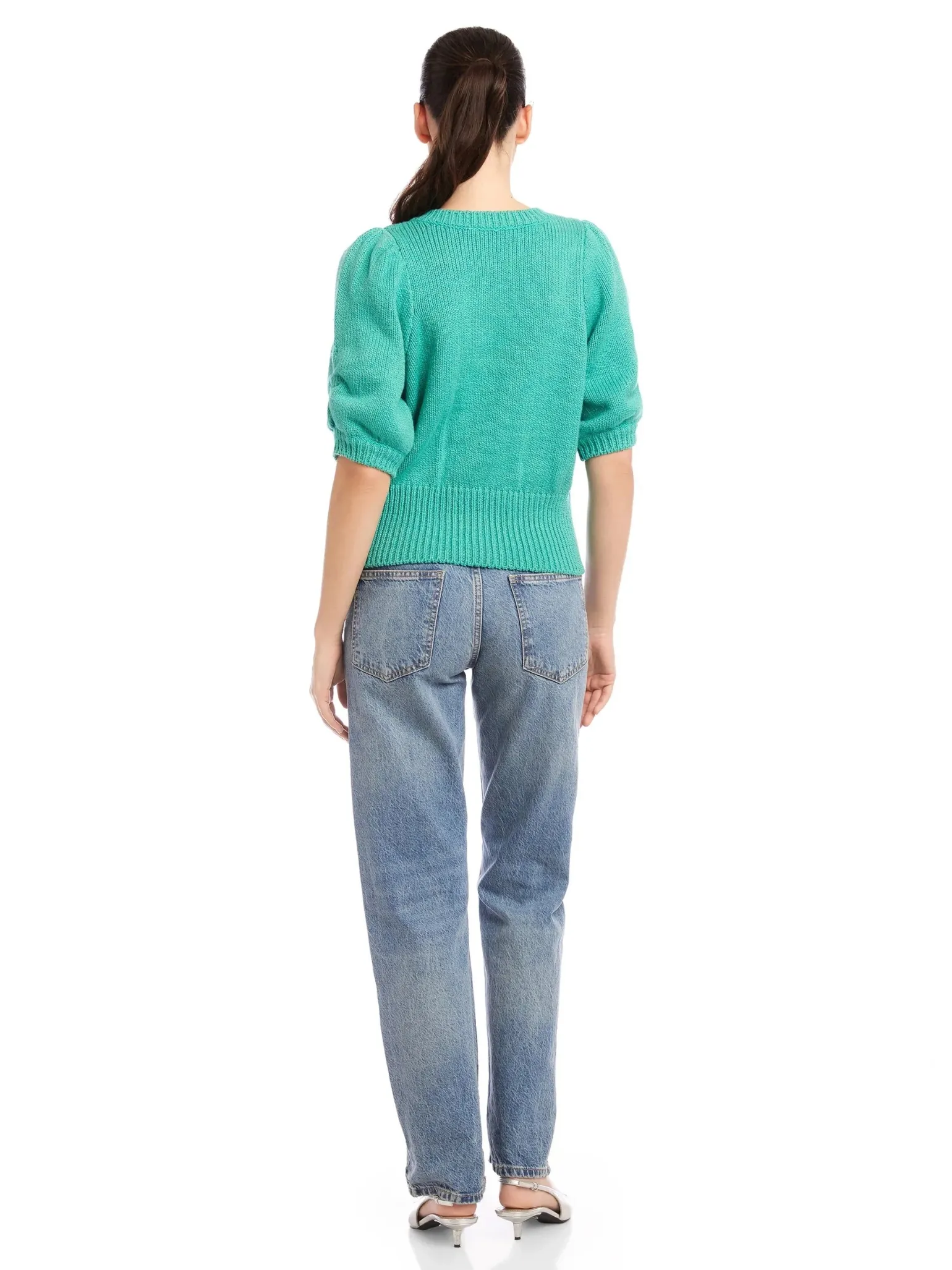 Bennet Shirred Sleeve Sweater Teal