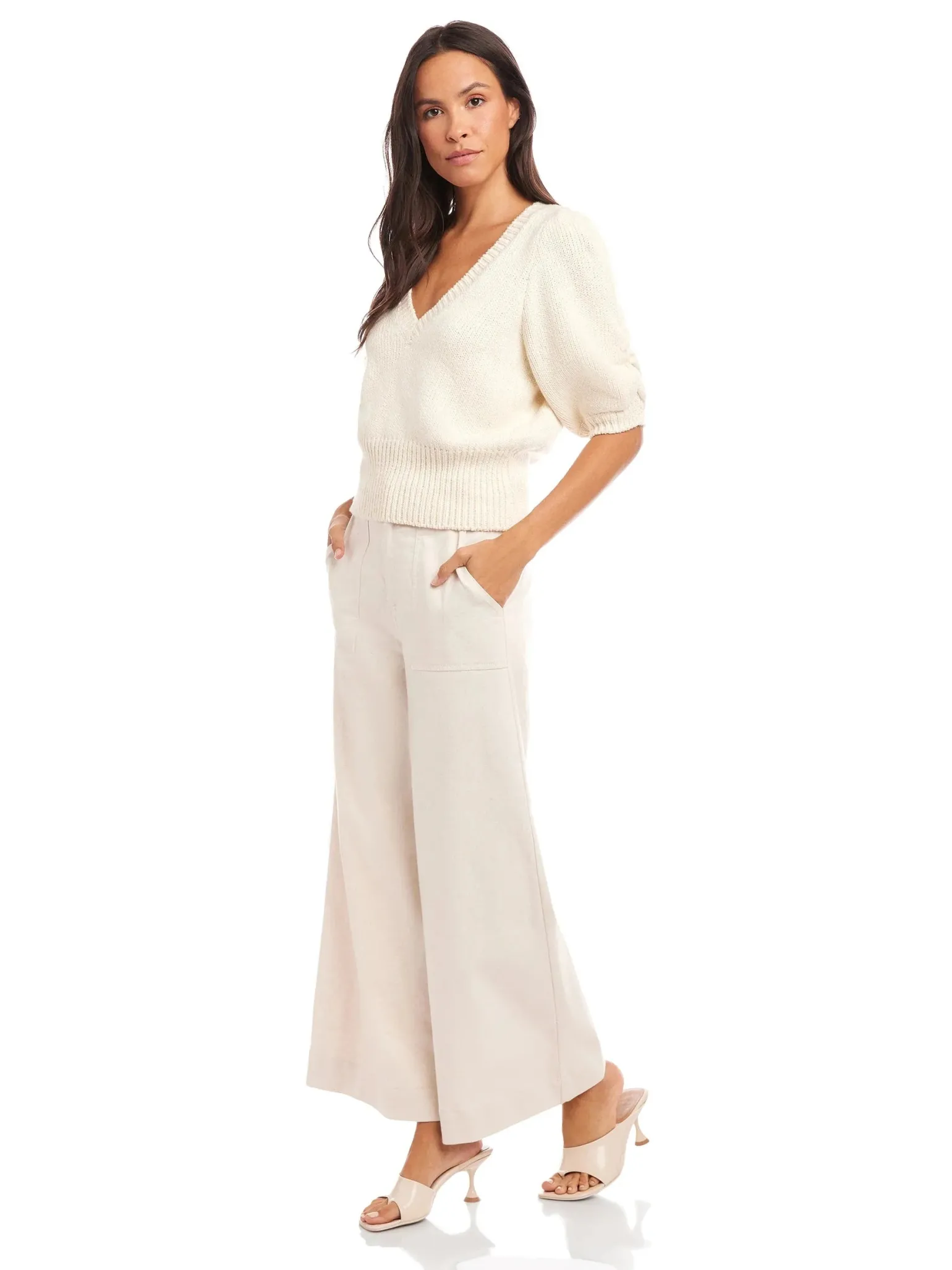 Bennet Shirred Sleeve Sweater Ecru