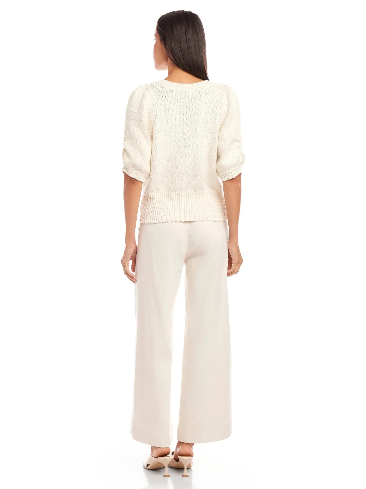 Bennet Shirred Sleeve Sweater Ecru