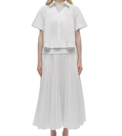 Bernie Short Sleeve Pleated Shirt White