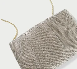 Brit Flat Pleated Clutch Champagne