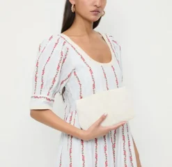 Brit Flat Pleated Clutch Pearl