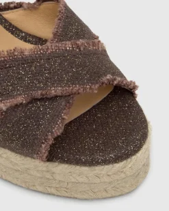 Bromelia Espadrille Metallic Linen Marron/Oro