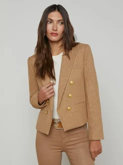 Brooke Double Breasted Crop Blazer Latte/Gold