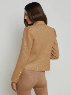 Brooke Double Breasted Crop Blazer Latte/Gold