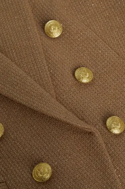 Brooke Double Breasted Crop Blazer Latte/Gold