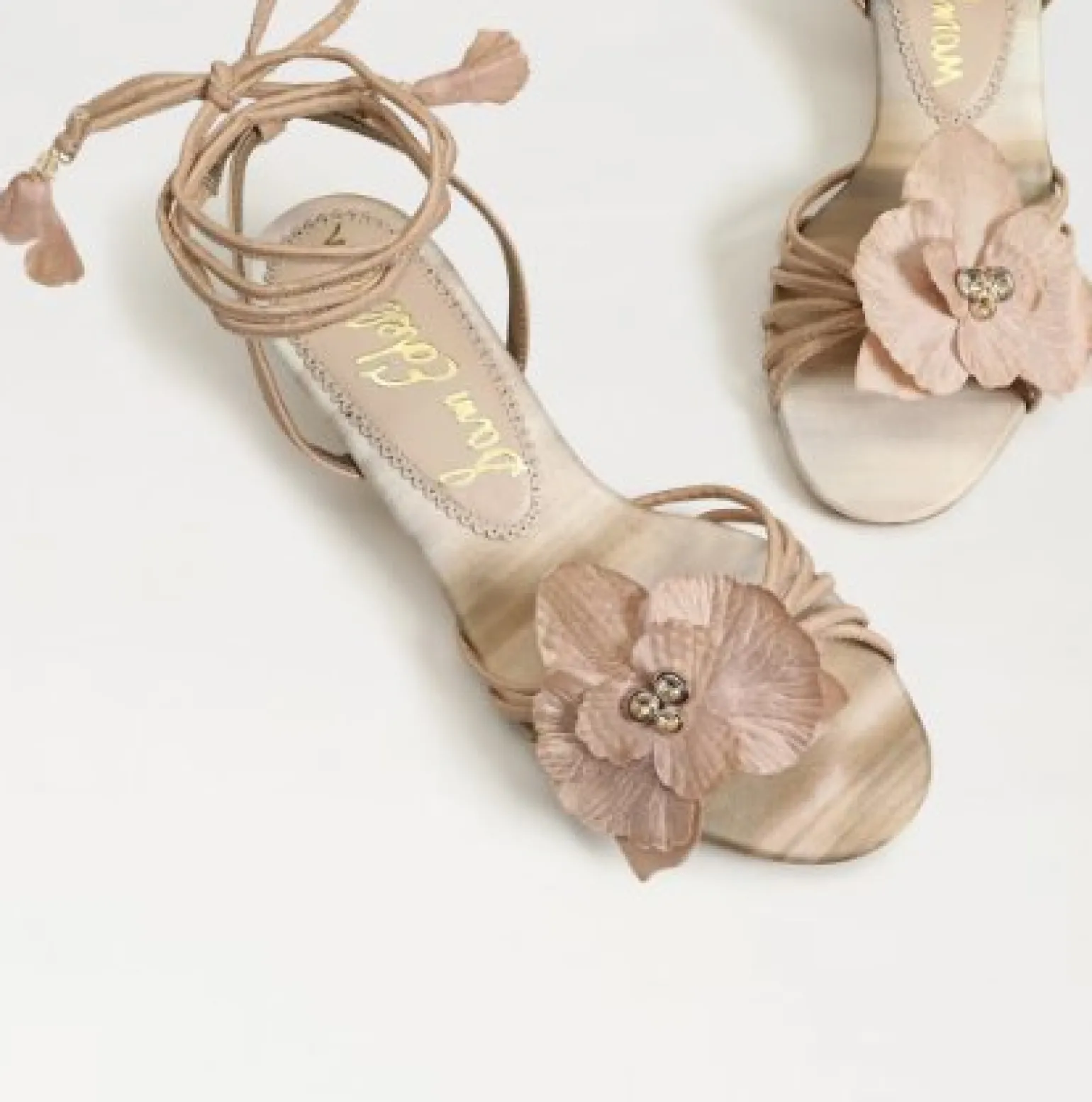 Carla Lace Up Kitten Heel Ecru Beige Silk