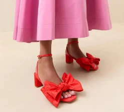 Carmen Red Moiré Bow Sandal