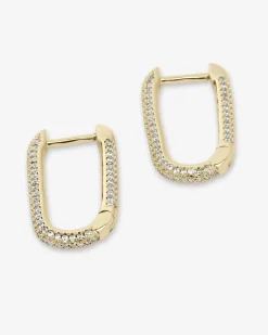 Carrie Pavé Chain Huggies Gold