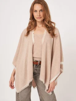 Cashmere Cape with Fringe Hay