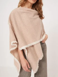 Cashmere Cape with Fringe Hay