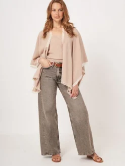 Cashmere Cape with Fringe Hay