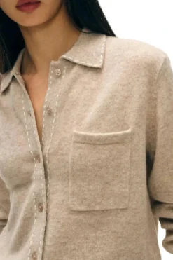 Cashmere Embroidered Stitch Shirt Sandwisp/Soft White