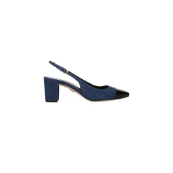 Cecile Denim Cap-Toe Slingback Pump Denim Blue/Black