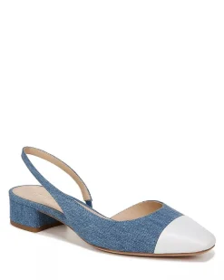 Cecile Denim Cap-Toe Slingback Denim Coconut