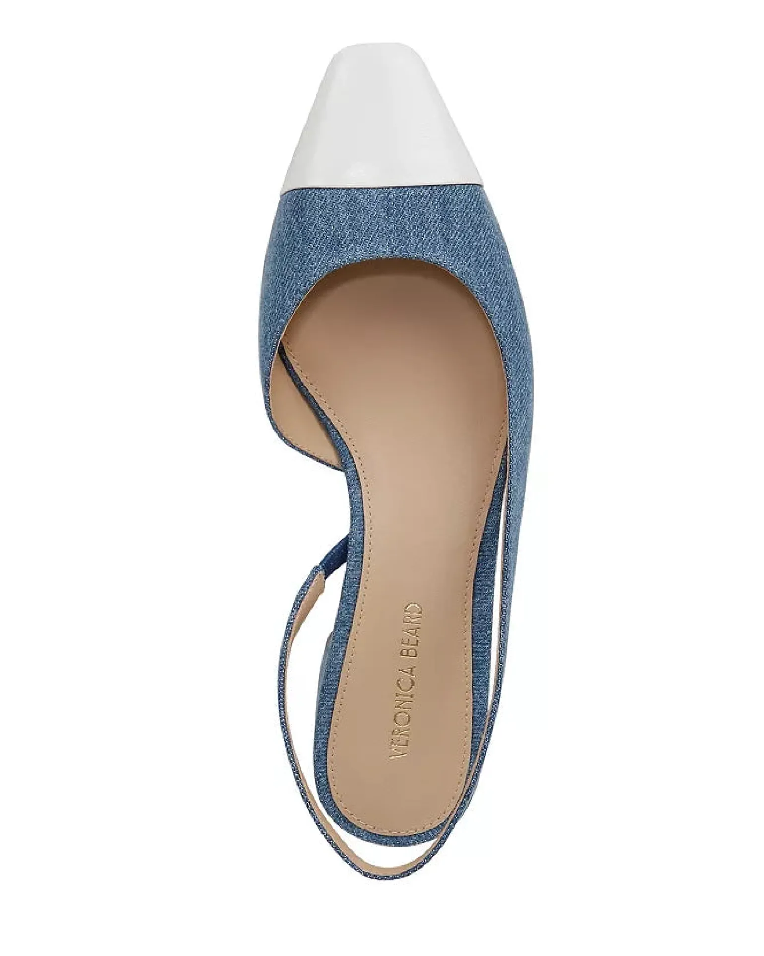 Cecile Denim Cap-Toe Slingback Denim Coconut