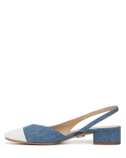 Cecile Denim Cap-Toe Slingback Denim Coconut