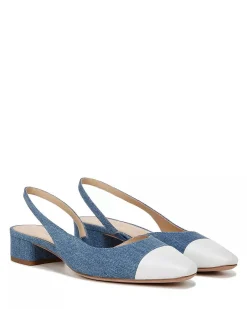 Cecile Denim Cap-Toe Slingback Denim Coconut