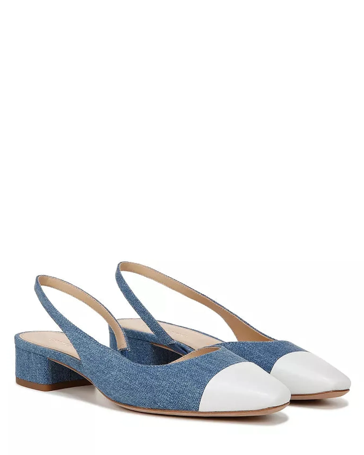 Cecile Denim Cap-Toe Slingback Denim Coconut