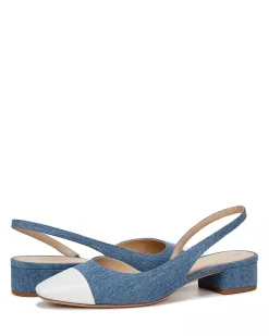 Cecile Denim Cap-Toe Slingback Denim Coconut